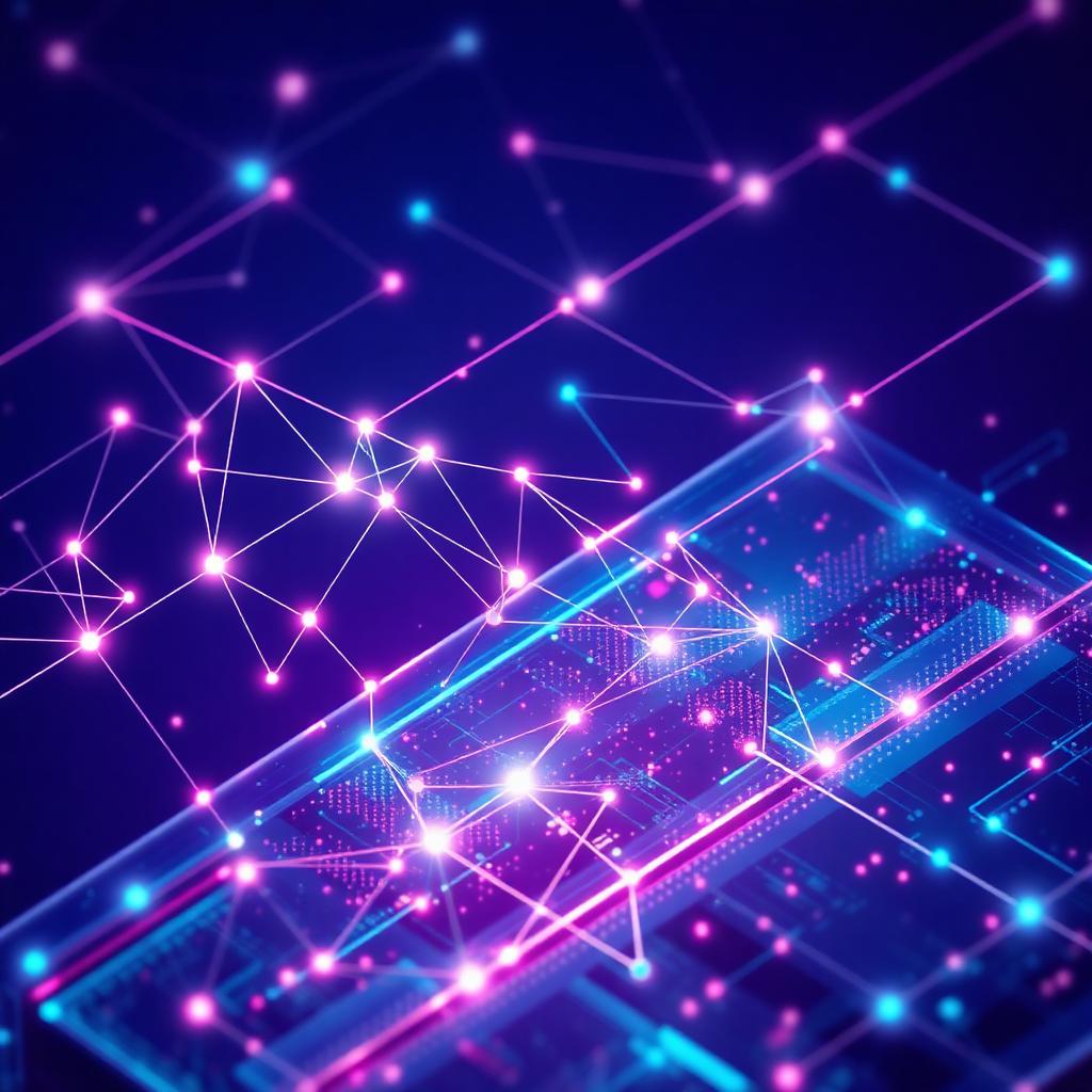 Abstract visualization of an interconnected technology network
