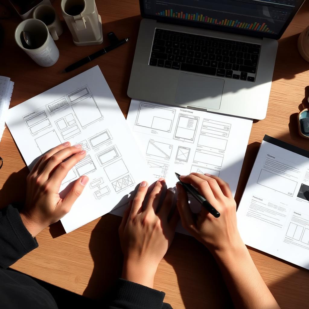 Designers sketching wireframes